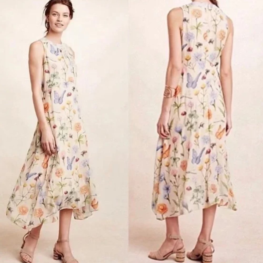 ANTHROPOLOGIE Pankaj & Nidhi Butterfly Garden Dress 🧚‍♀️ Size 0